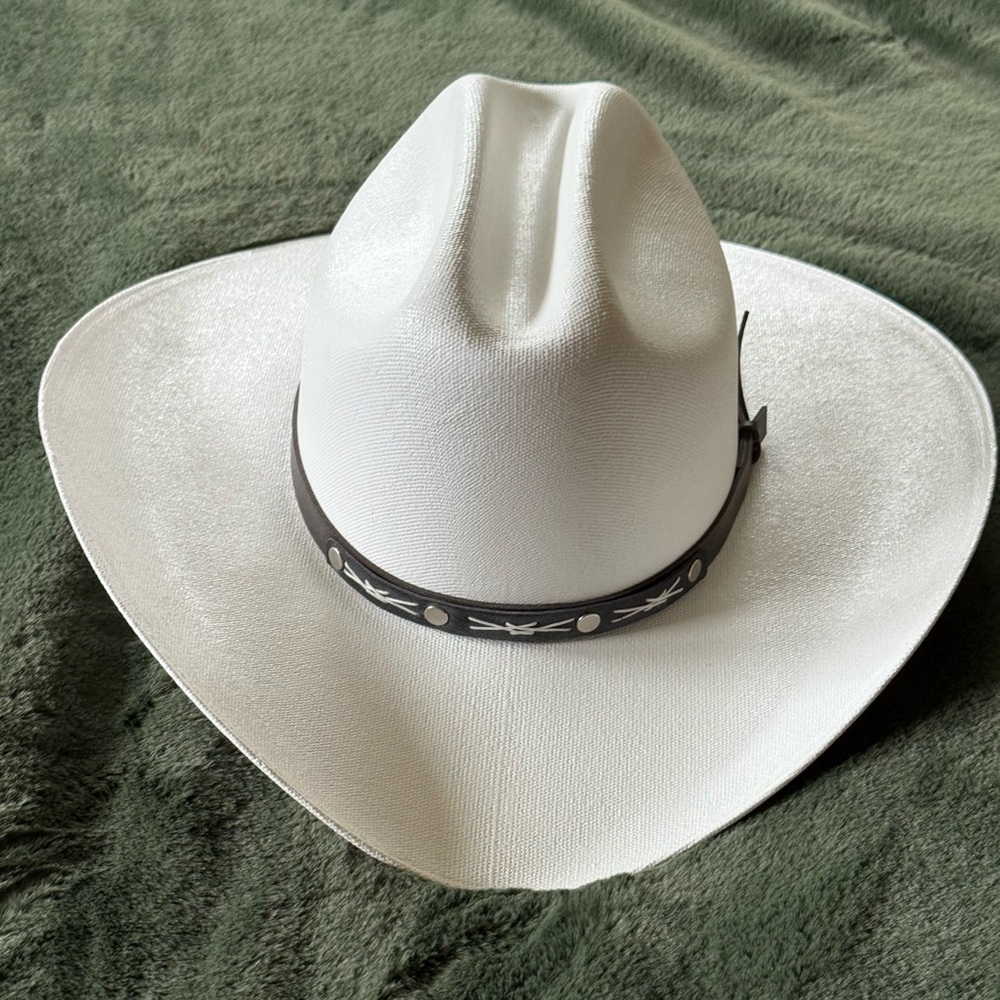 White Cowboy Hat with Black Band